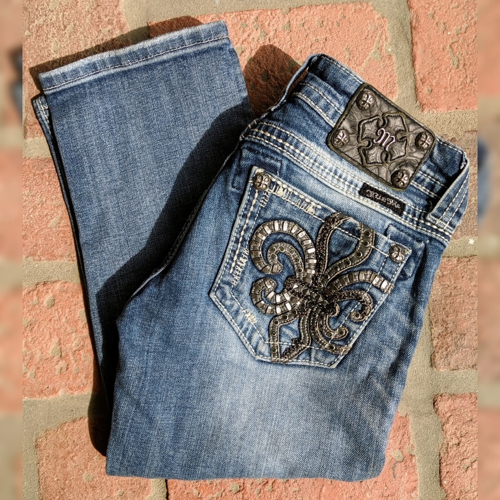 Miss Me Studded Cropped Jeans, Sz 25 - Picture 1 of 8